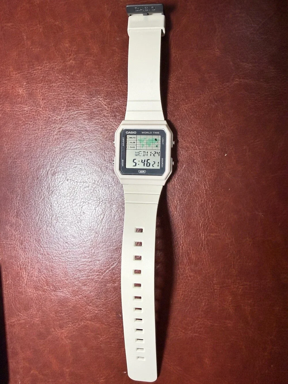 Casio LF-20W World Time Digital Watch Cream White Map Display Retro